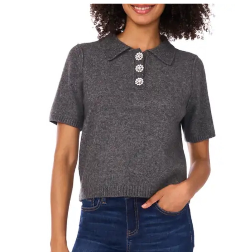 (NWOT) CeCe Jewel Button Polo